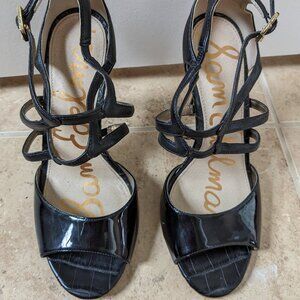 Sam Edelman black dress heels, size 6.5, patent and faux leather